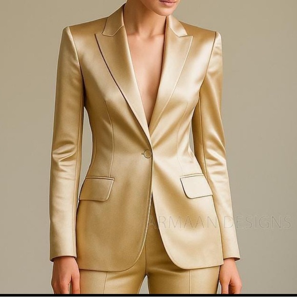 Jackets & Blazers - Women's Gold Two-Piece Suit